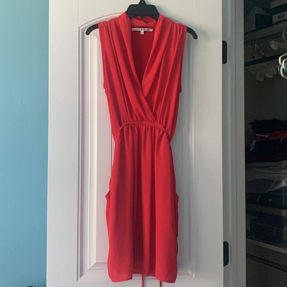 Collective Concepts drapey draped sleeveless tie front dress XS extra small pink